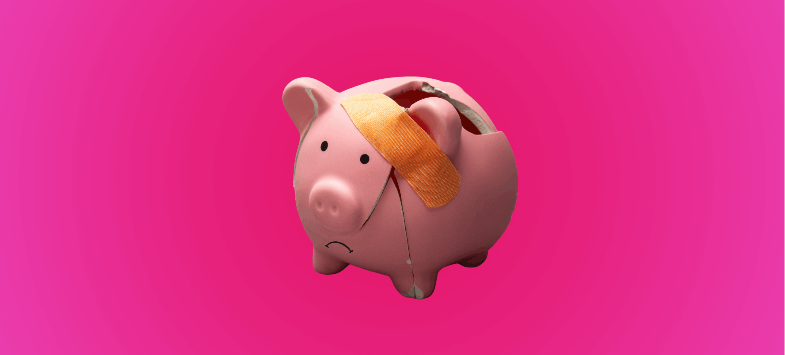 Trauriges Sparschwein mit Pflaster